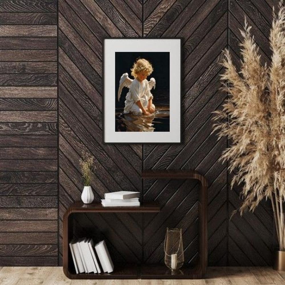 Quadro Decorativo Anjo Criança - 60X48Cm