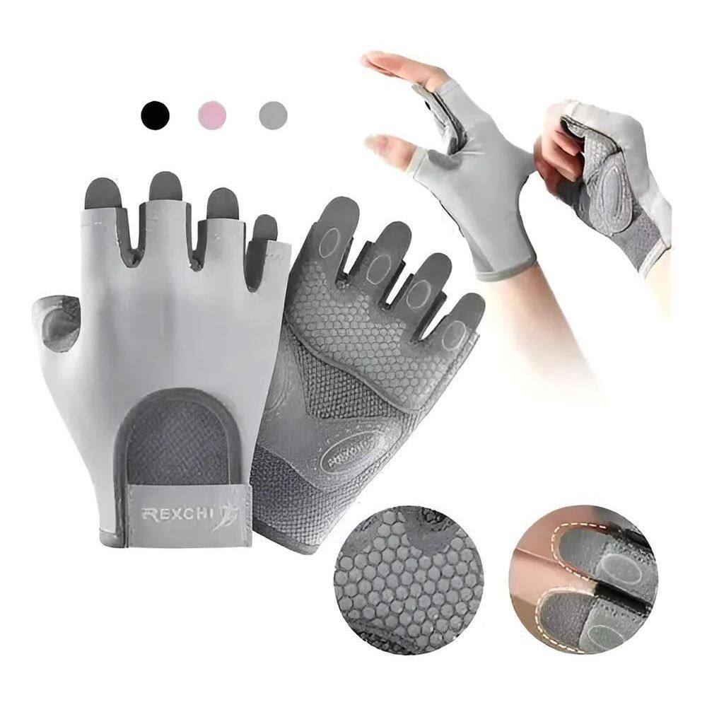 Luvas De Academia Mão Musculação Fitness Meio Dedo Pr Preto