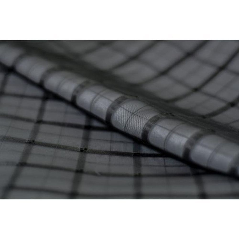 Cortina Quarto Voal Xadrez Preto Com Forro Branco 4,00X2,50