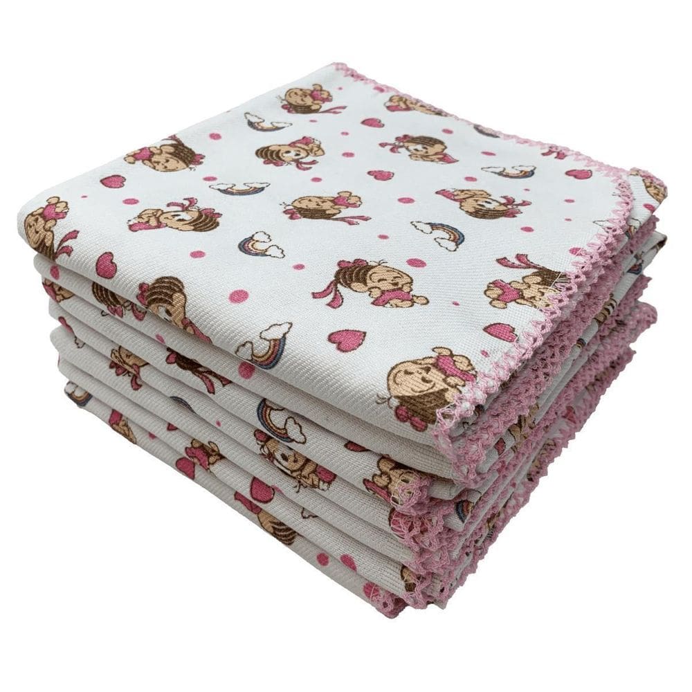 Kit 5 Cueiros Turma Da Mônica Feminino 75X75Cm Com Crochê