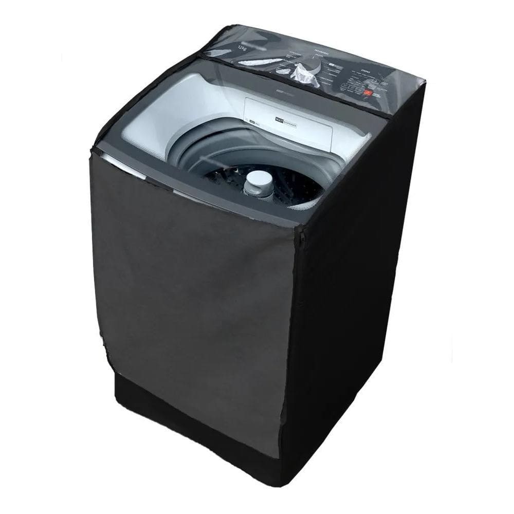 Capa Maquina De Lavar Brastemp 16Kg Bwd Zíper Transpar Preto