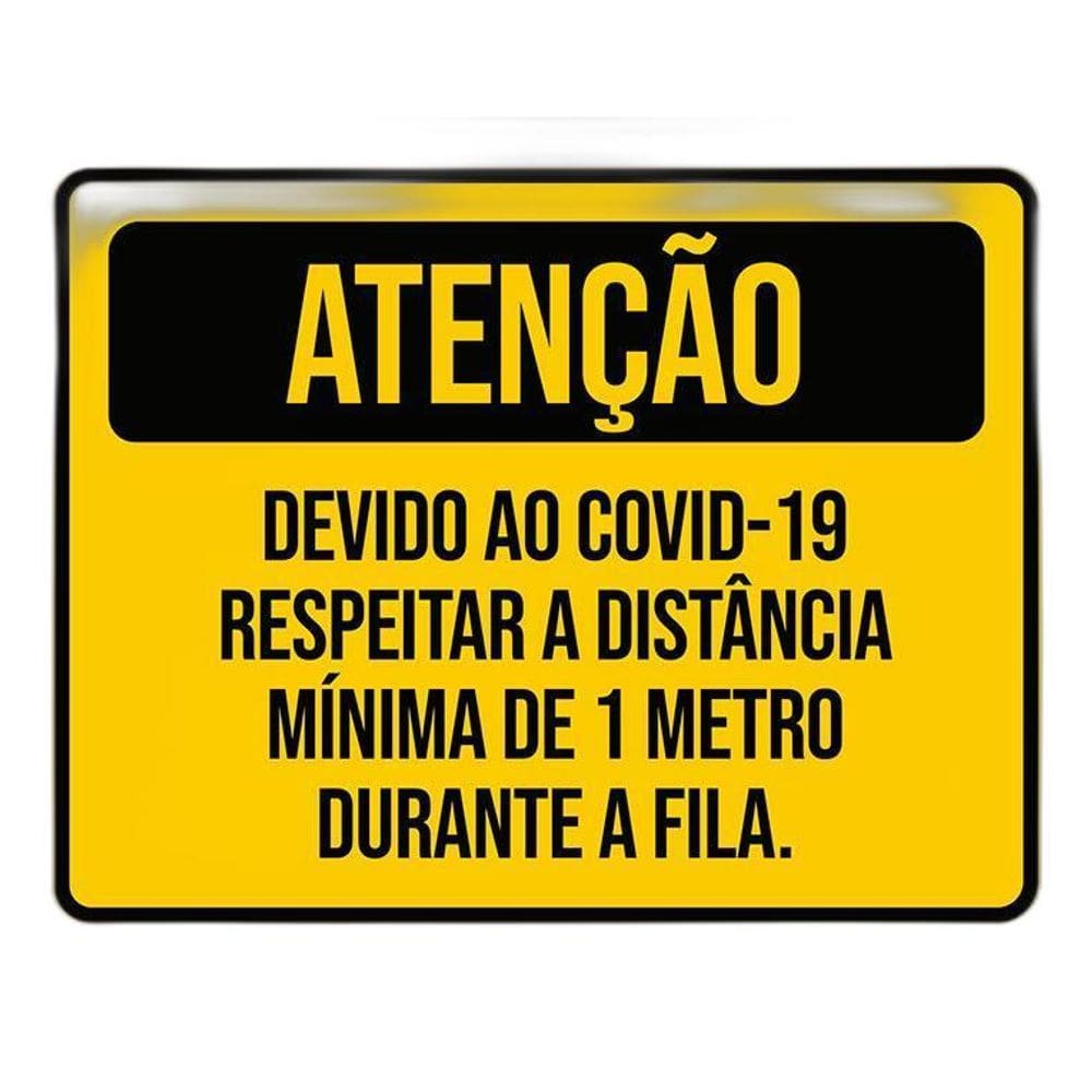 Placa Atenção Respeitar A Distância Mínima De 1 Metro 36X46