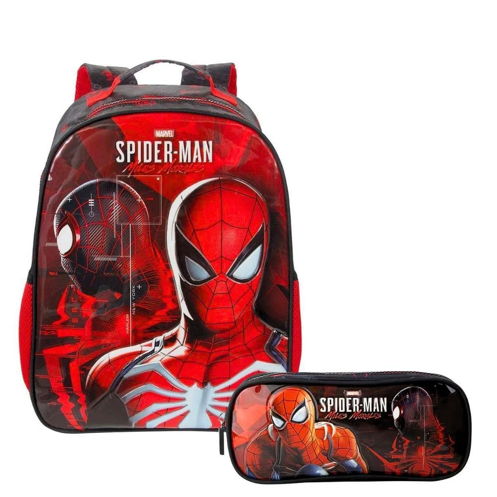 Kit Mochila E Estojo Duplo Homem Aranha Spider Man - Xeryus