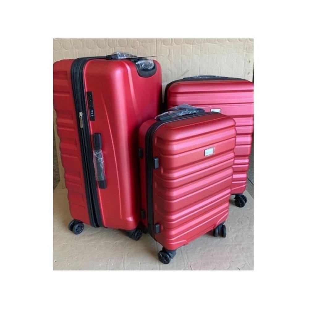 Conjunto 3 Malas Viagem Rígida Vinho Rodas Duplas 360º P, M,