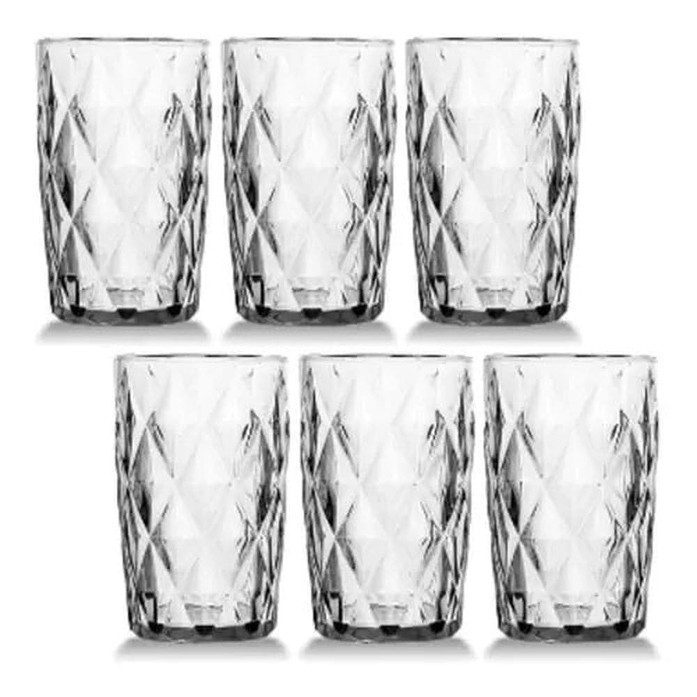 Jogo com 6 Copos de Vidro Diamond Clear - 350ml - Lanty