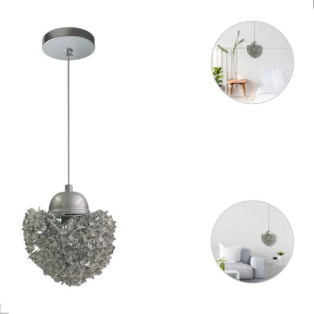 Lustre Pendente Estela Castanha Prata Cristal Dente De Leão