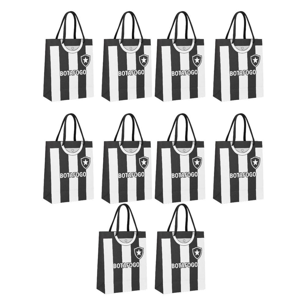 Kit 50 Sacola Papel Off-Set Alça Gorgurão Botafogo Presente