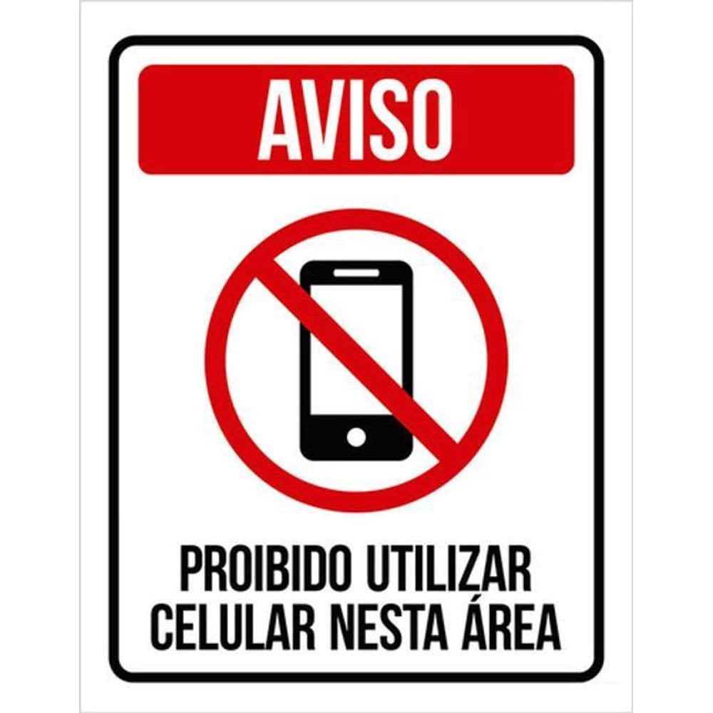 Kit 3 Placas Proibido Celular Nesta Área 36X46