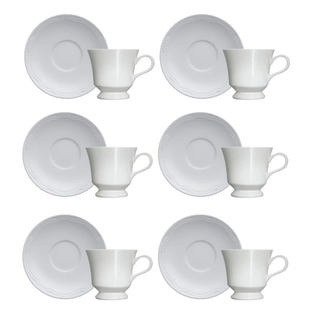 Jogo de Chá Cottage Branco - 12 Peças - Germer