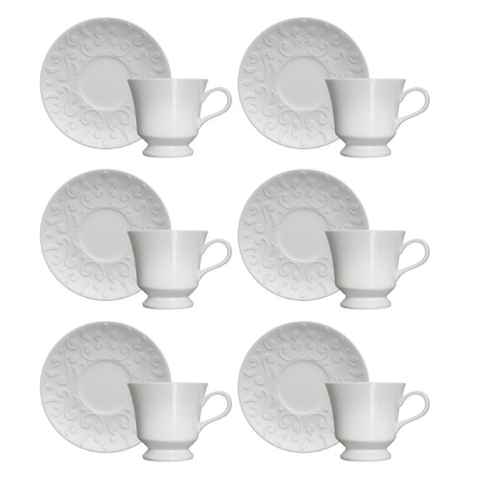 Jogo de Chá Tassel Branco - 12 Peças - Germer