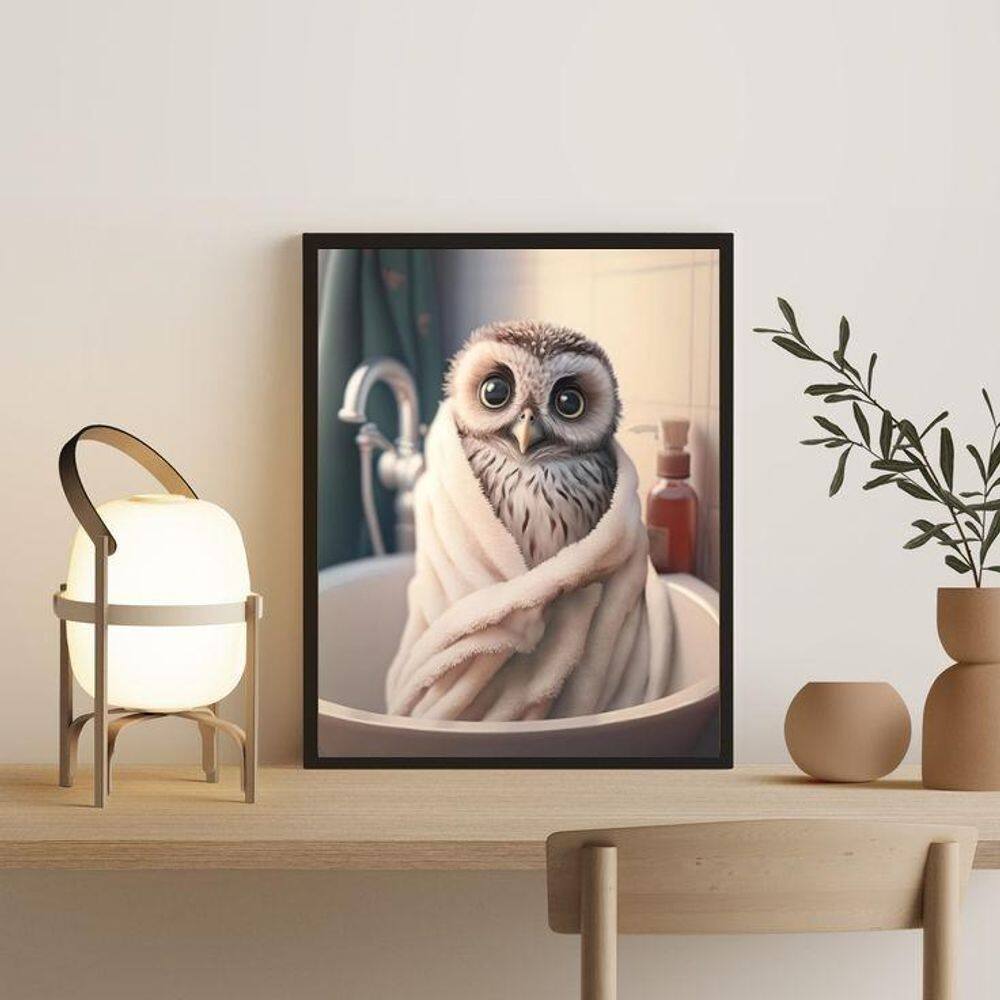 Quadro Decorativo Para Banheiro Corujinha 45X34Cm