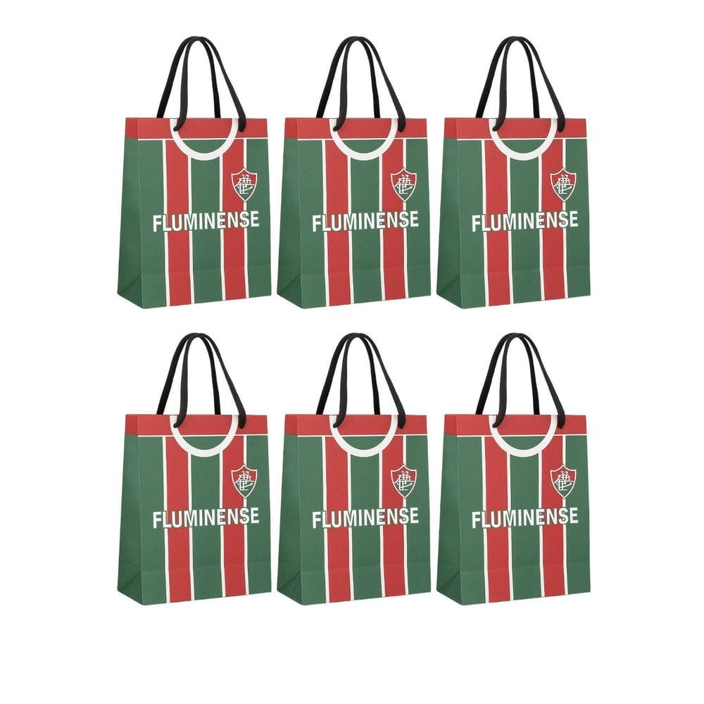 Kit 6 Sacola Papel Off-Set Alça Gorgurão Fluminense Presente