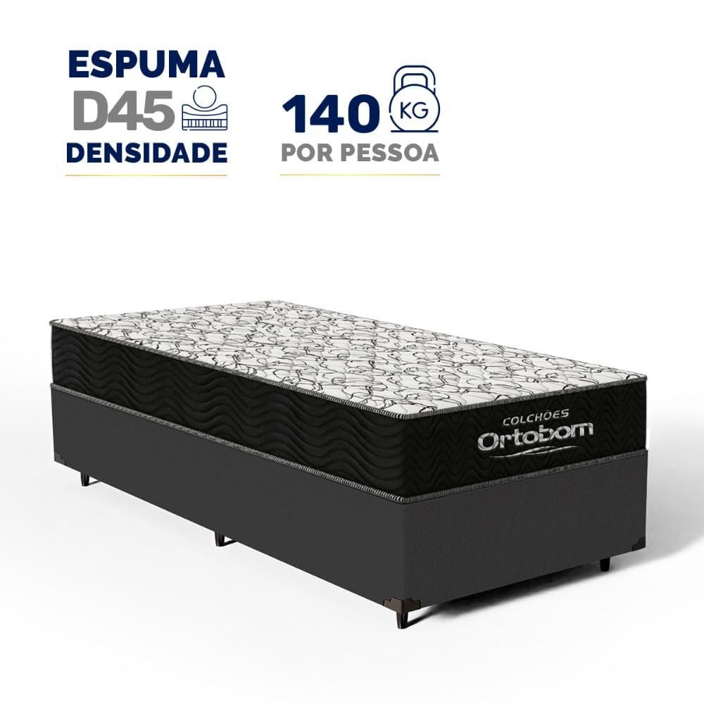 Cama Box com Colchão de Espuma D45 Ortobom Airtech 150 Solteiro 88cm