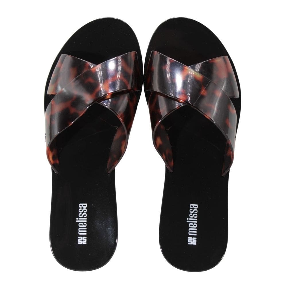 Tamanco Melissa Essential Cross Slide Adulto Preto/Tartaruga