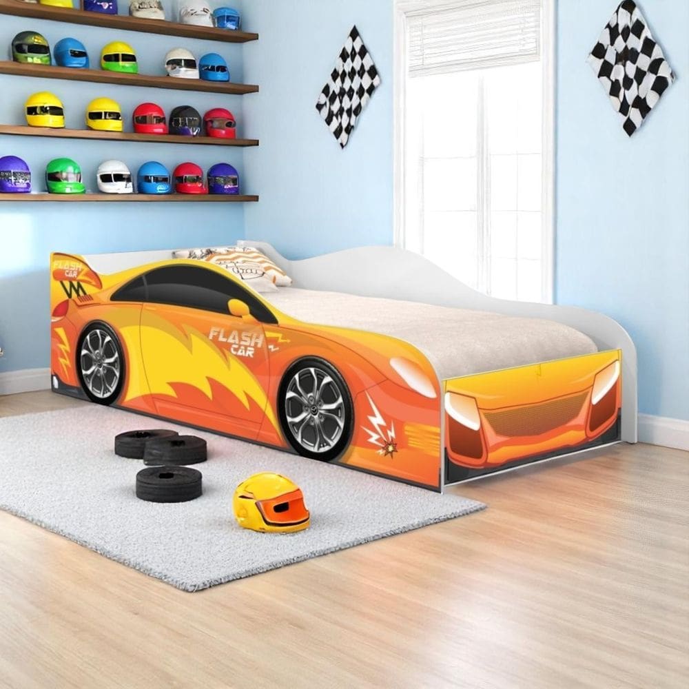 Cama Solteiro Glow Velocista Laranja