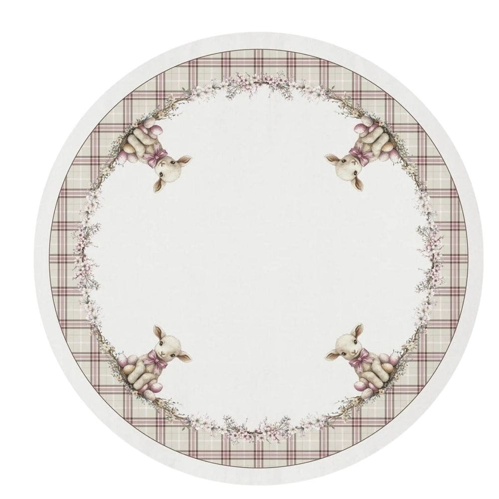 Toalha De Mesa De Pascoa Redonda Ovelhinha 180cm 198050