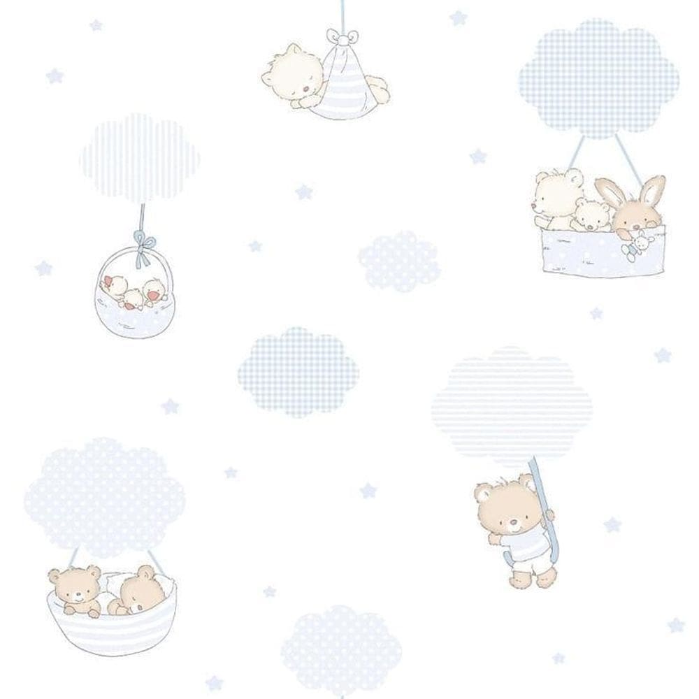 Papel De Parede Treboli Balões Azul 5801 - Rolo: 10M X 0,53M