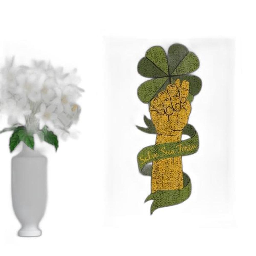 Quadro Figa Salve Sua Força 45X34Cm Com Vidro Moldura Branca