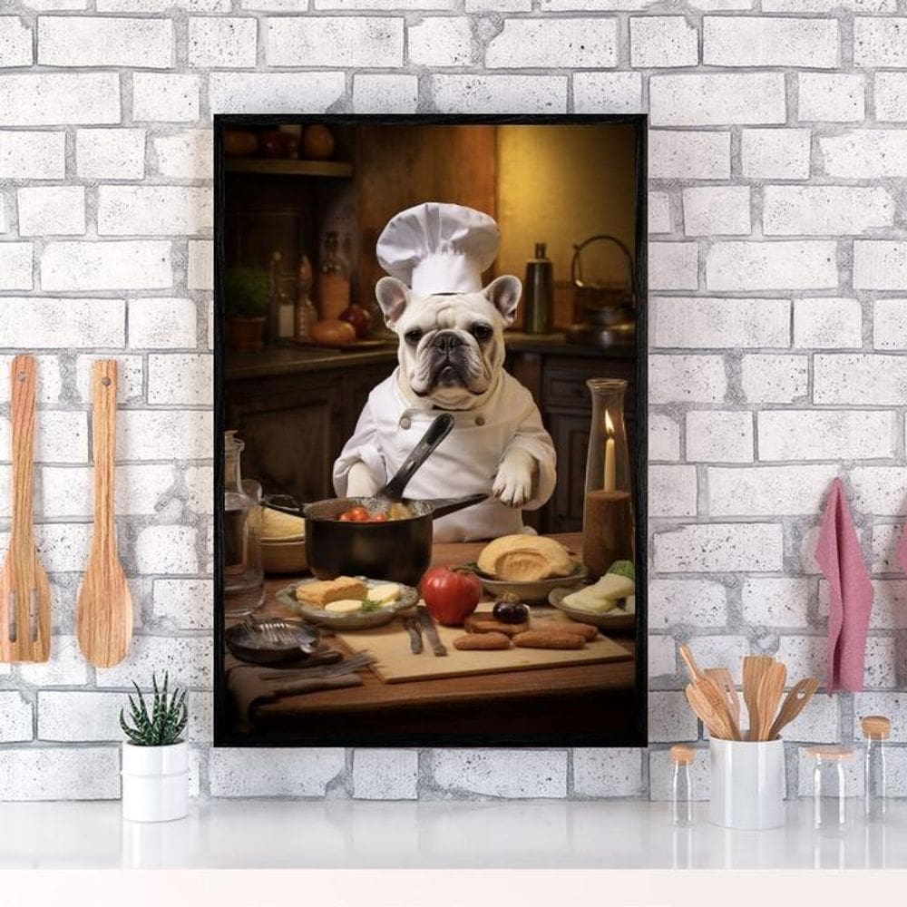 Quadro Para Cozinha Cão Bulldog Francês 24X18Cm