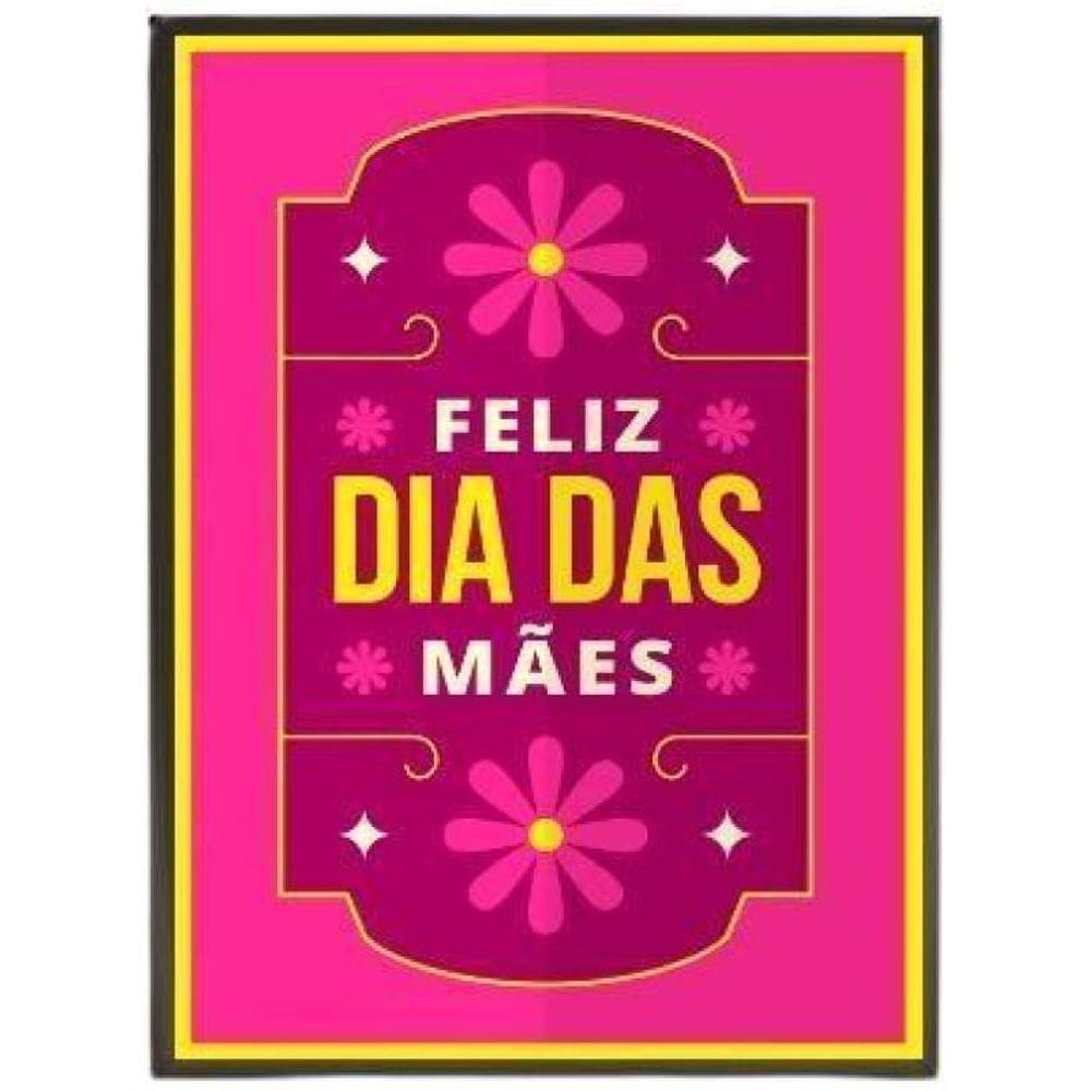 Quadro Floral Feliz Dia Das Mães Moldura Preta 24X18Cm