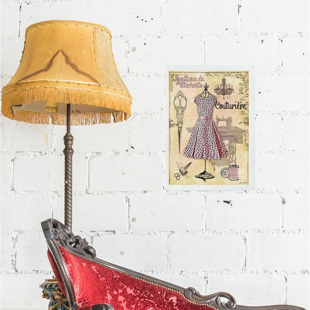 Quadro Vintage Moda Vestido Manequim 24X18Cm - Com Vidro