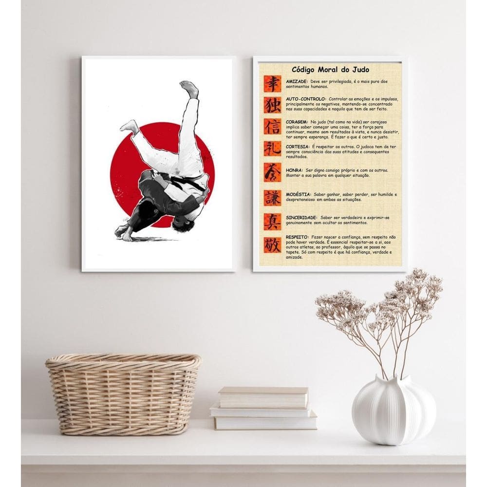 Quadros Código Moral do Judô 33x24cm - Madeira Preta
