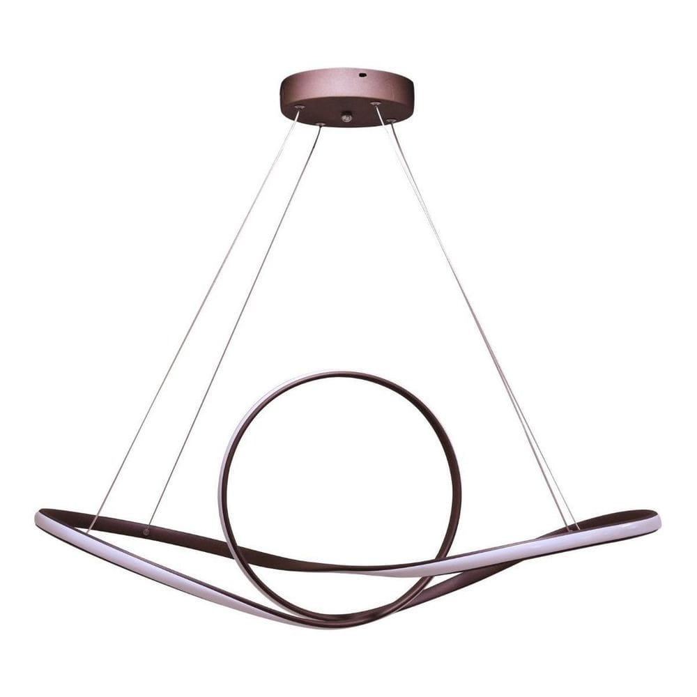 Lustre Led Pendente Design Ambiente Moderno Fita 48W Marrom