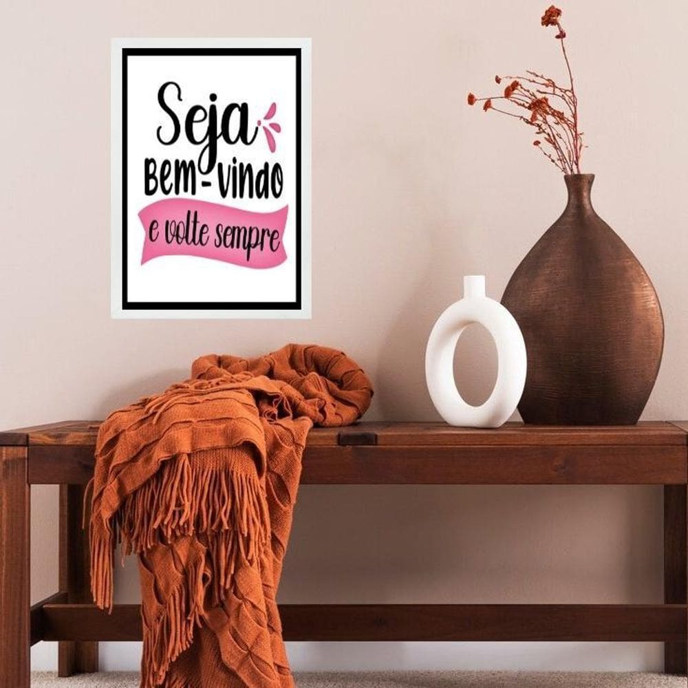 Quadro Seja Bem Vindo E Volte Sempre 24X18Cm - Com Vidro
