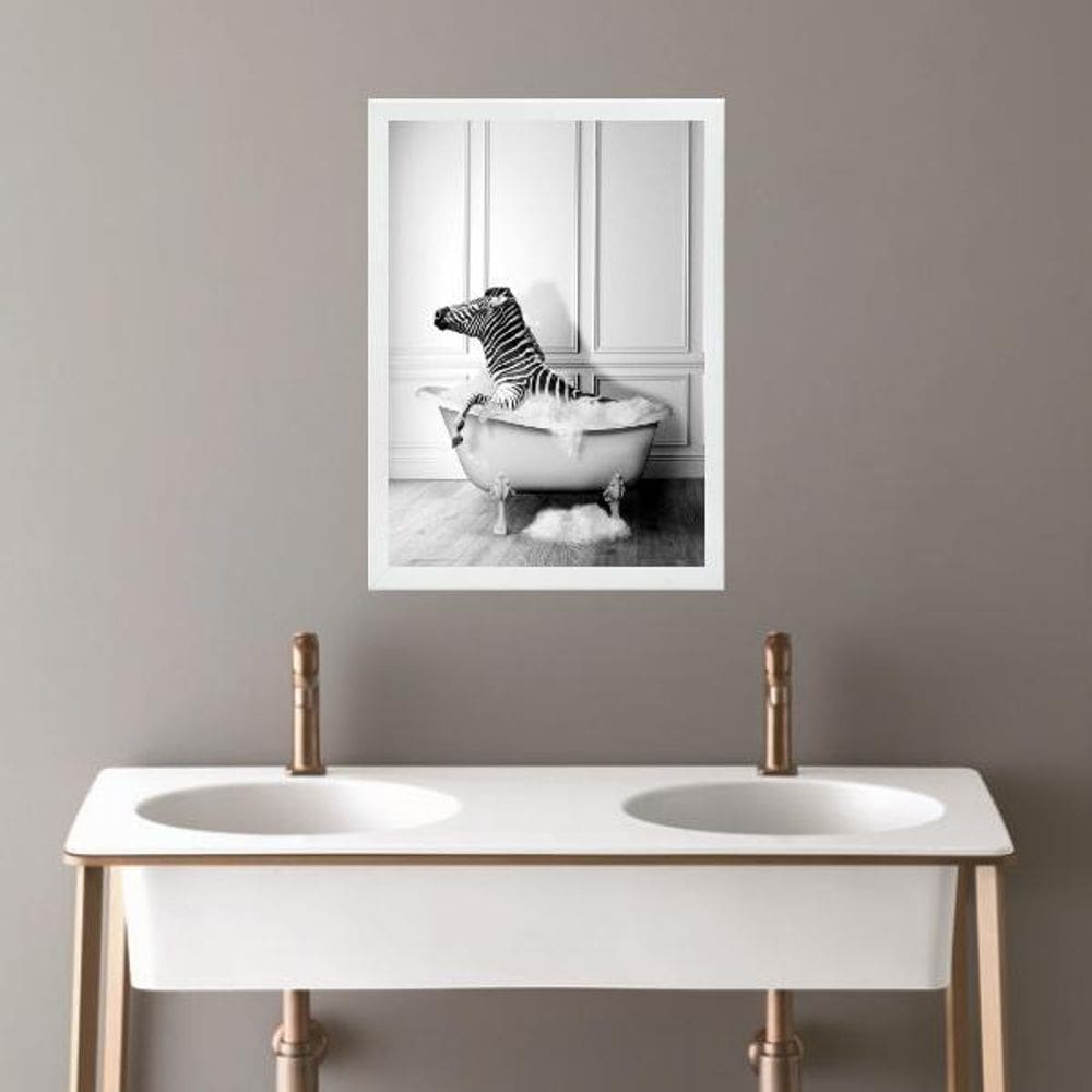Quadro Banheiro Coleção Animais - Zebrinha 24X18Cm