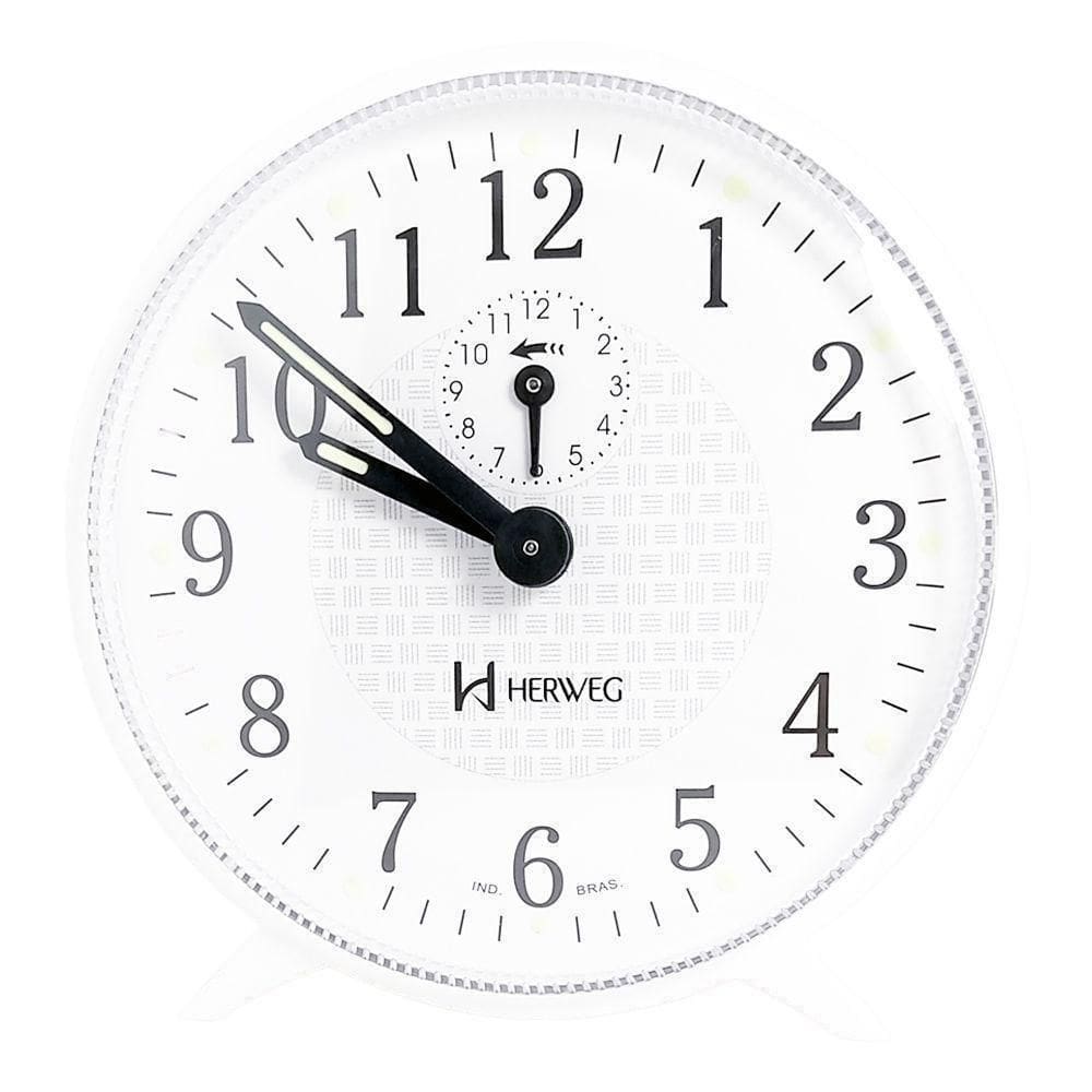 Despertador Branco Vintage Mecanico A Corda Herweg 2220-021
