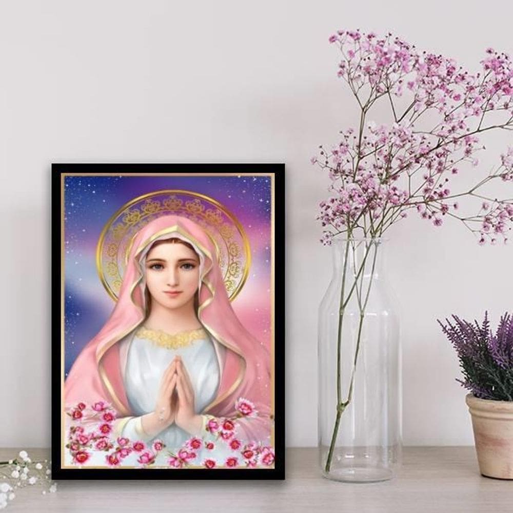 Quadro Nossa Senhora Da Rosa Mística 24X18Cm Preta
