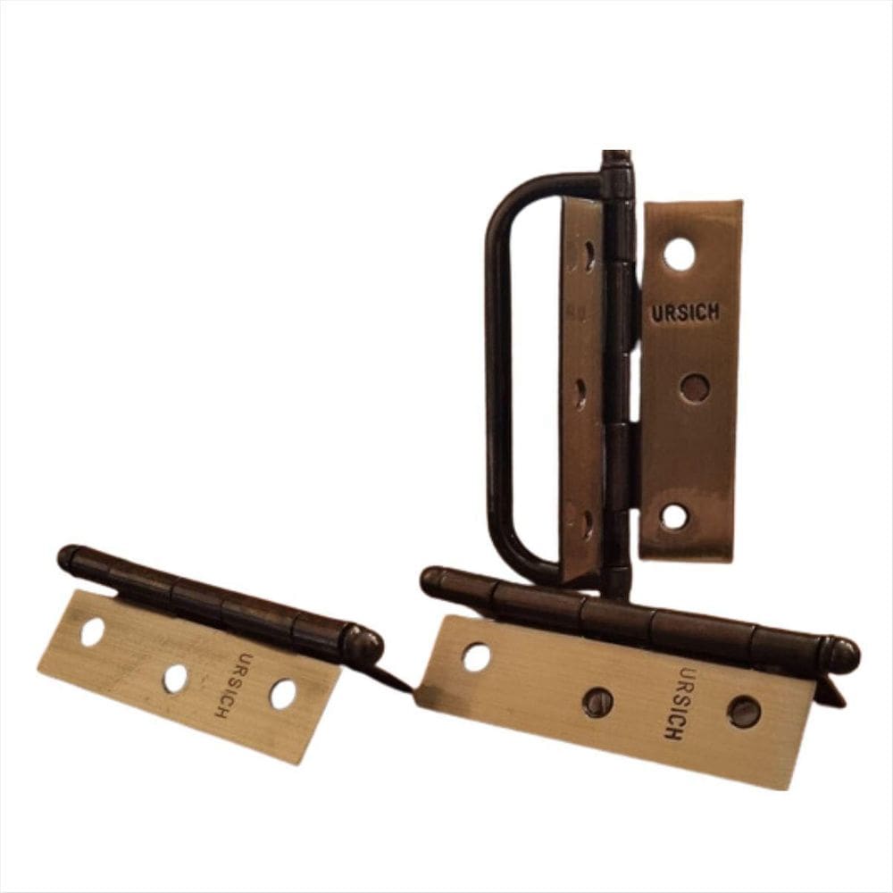 Kit Dobradiças Com Alça Para Porta Camarão Oxidado Ursich