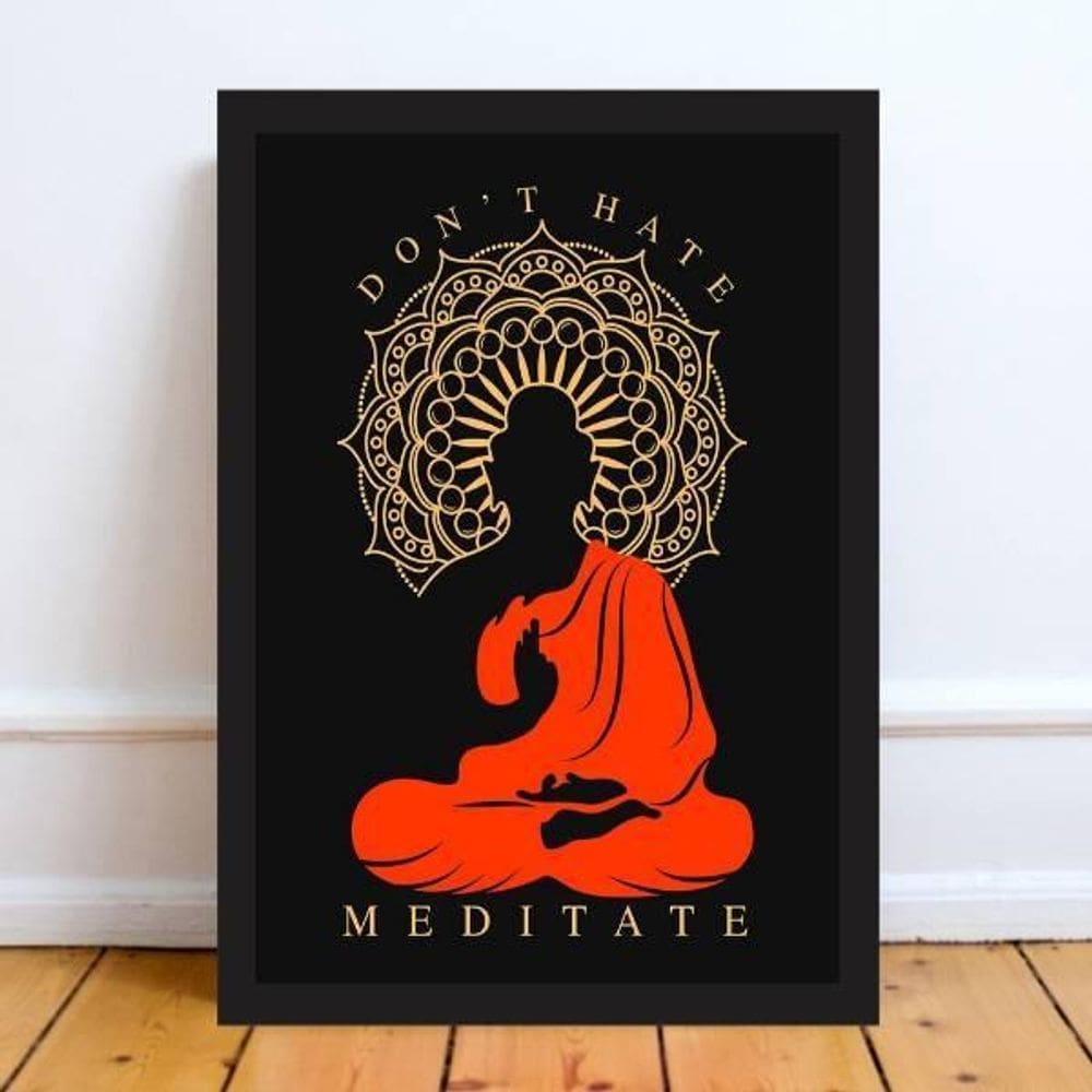 Quadro Decorativo Meditação Meditate 45X34 C/Vidro - Preta