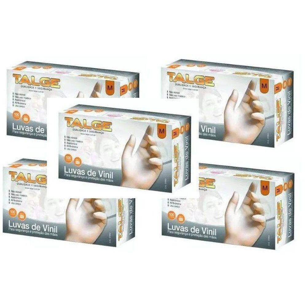 500 Luva Vinil Tamanho G Sem Pó - Marca Talge  5Pct