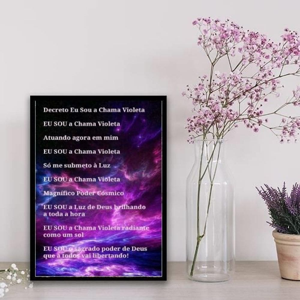 Quadro Decreto Eu Sou A Chama Violeta 33X24Cm Preta