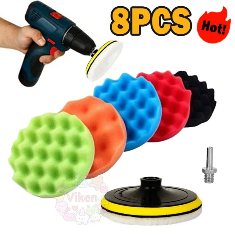 Kit 8 Peças Boina Polimento 3 Pol Para Furadeira E Espuma