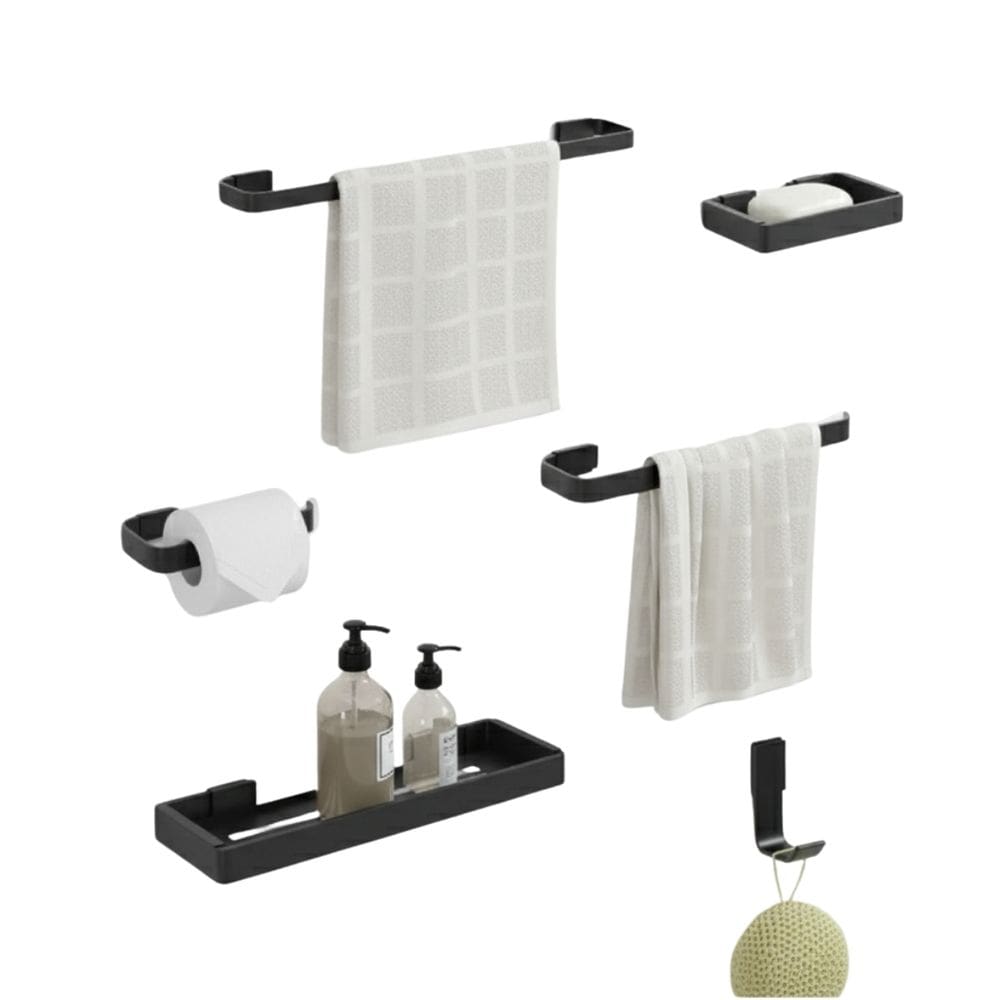Kit Banheiro Organizador em Aço - Prático, Durável e Elegante - Preto