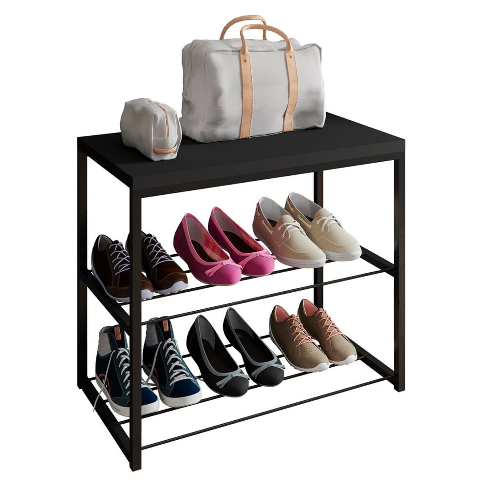 Banco Sapateira para Organizar Calçados com Tampo em MDP e Aço Aramado