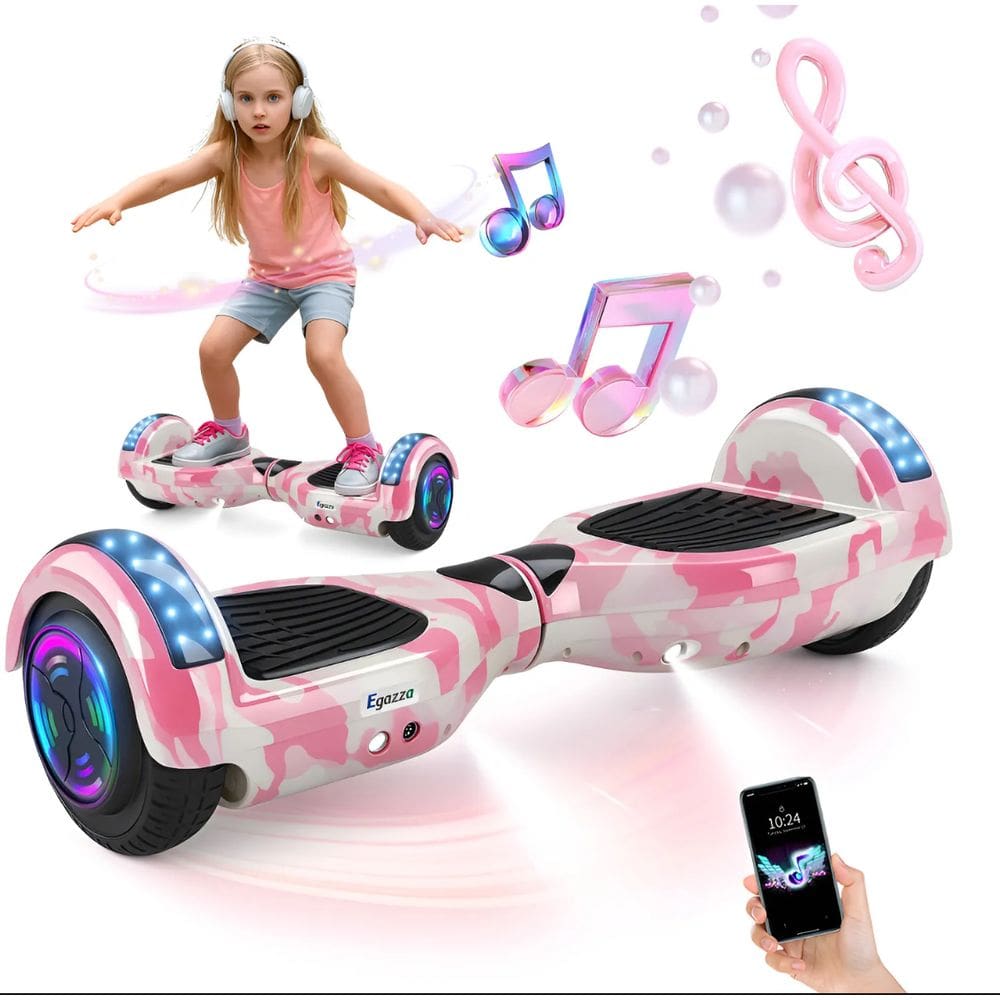 Hoverboard Skate Elétrico 6.5 Rosa Camuflado Led Bluetooth