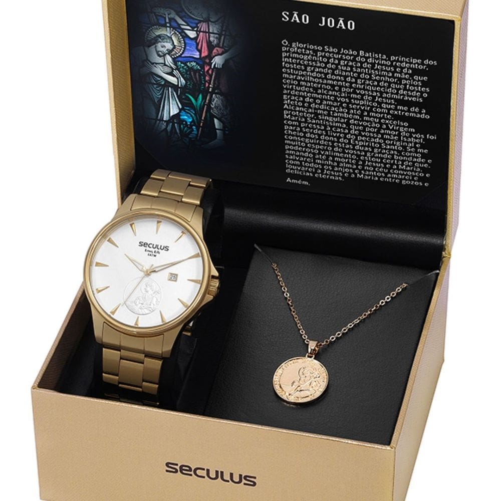 Kit Relógio Masculino Seculus São João 35015GPSKDA1K1