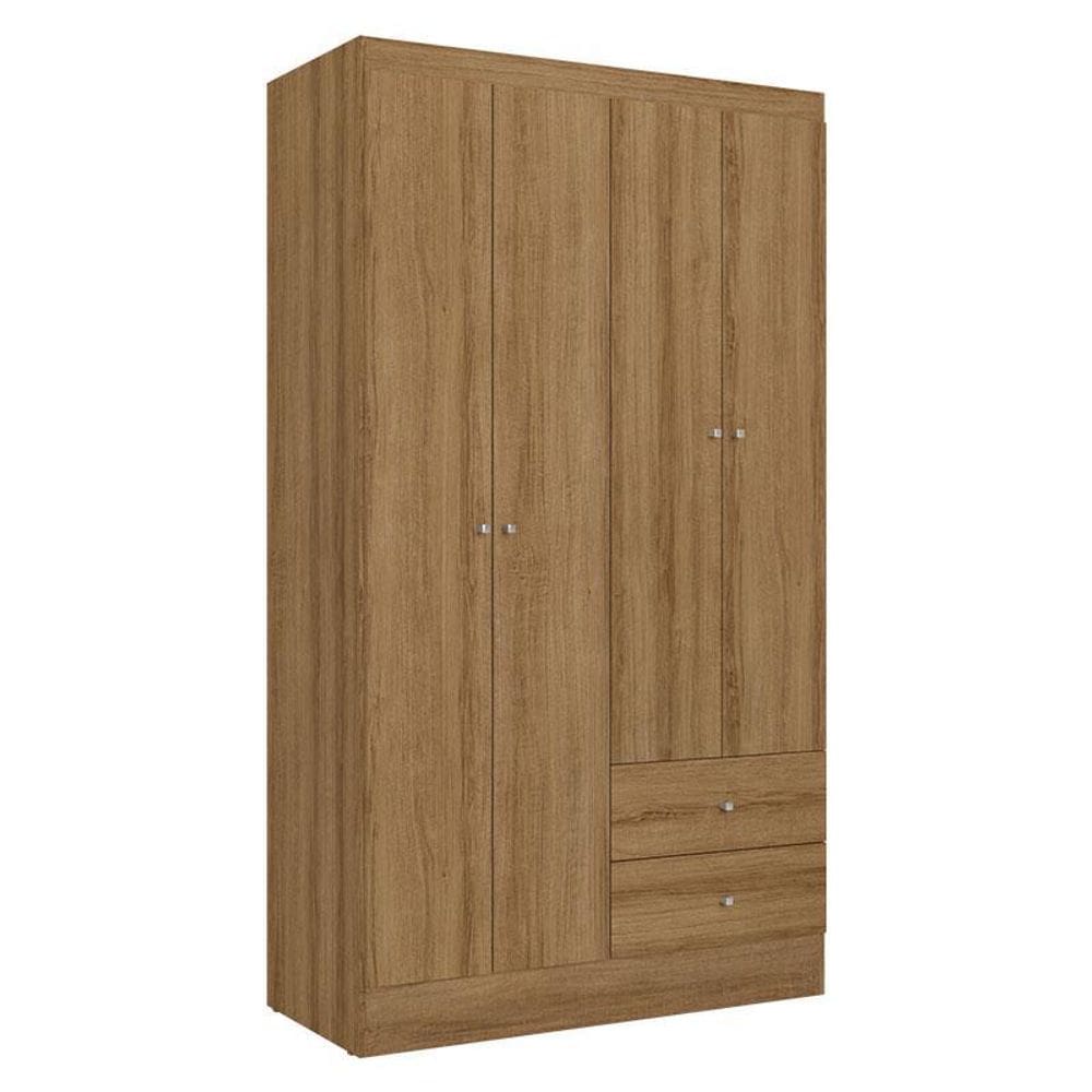 Guarda Roupa Solteiro Astro 4 Portas e Cômoda Gaveteiro Condessa Almendra Acetinado - THB