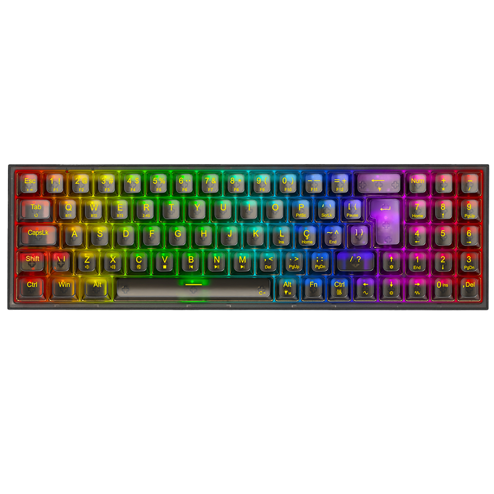 Teclado Mecanico Gamer Pollux Pro Rgb Clear Preto
