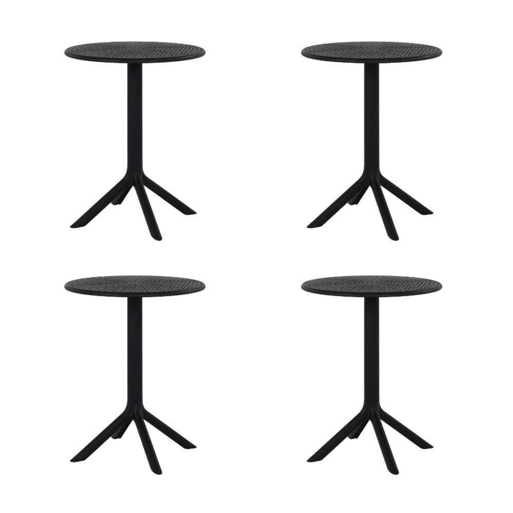 Kit 4 Mesas De Jantar Redonda área Externa Taormina Drops Fratini 60 Cm (larg) Polipropileno Preto