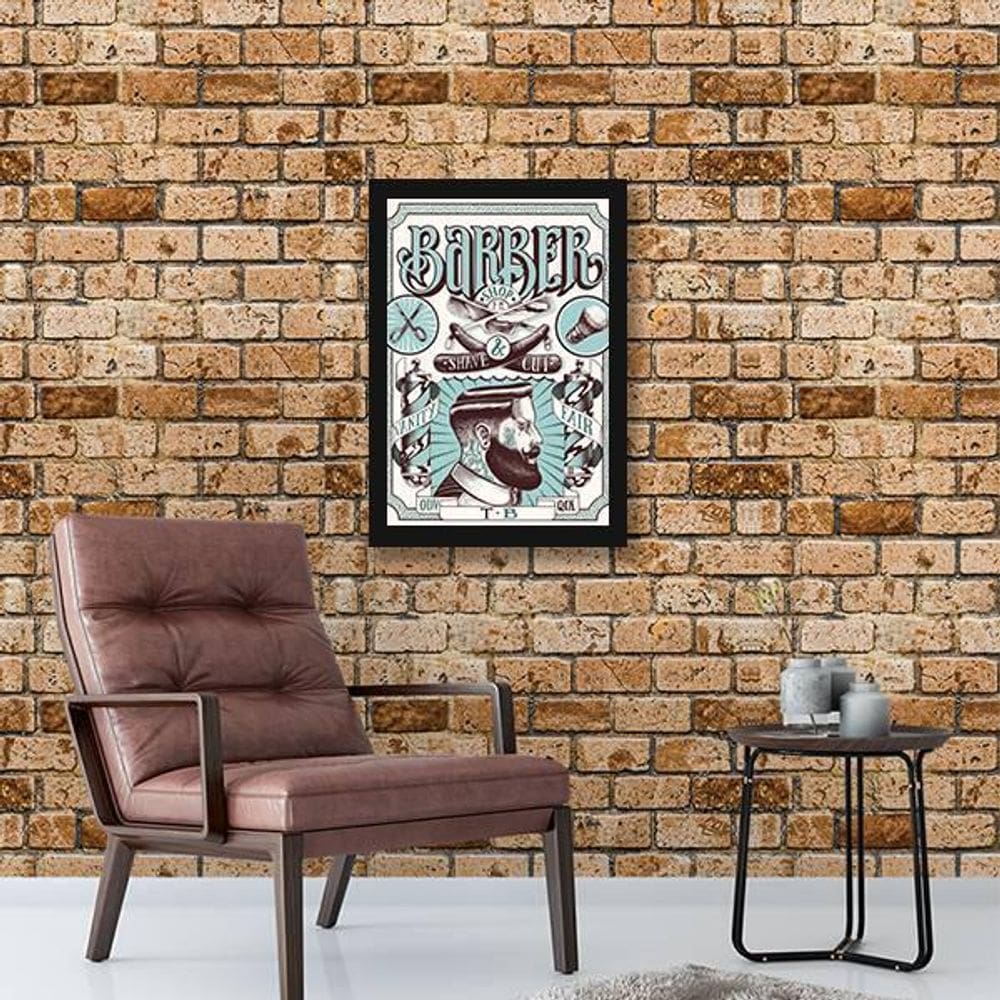 Quadro Decorativo Barber Shop Vintage Style 45x34cm