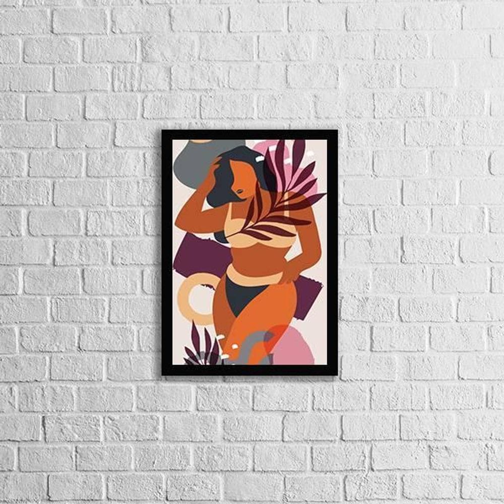 Quadro Abstrato Figurativo Mulher Forma I 45X34 Vidro Preta