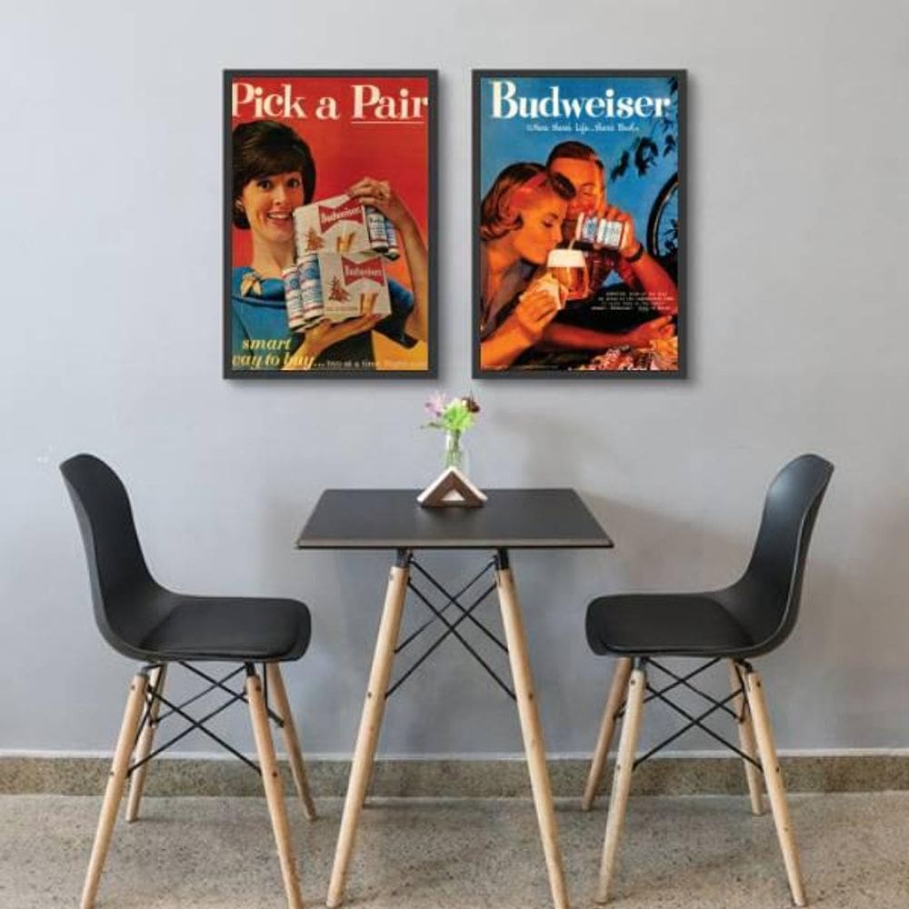 Kit Quadro Decorativo Propagandas Cerveja 45X34Cm 2 Peças