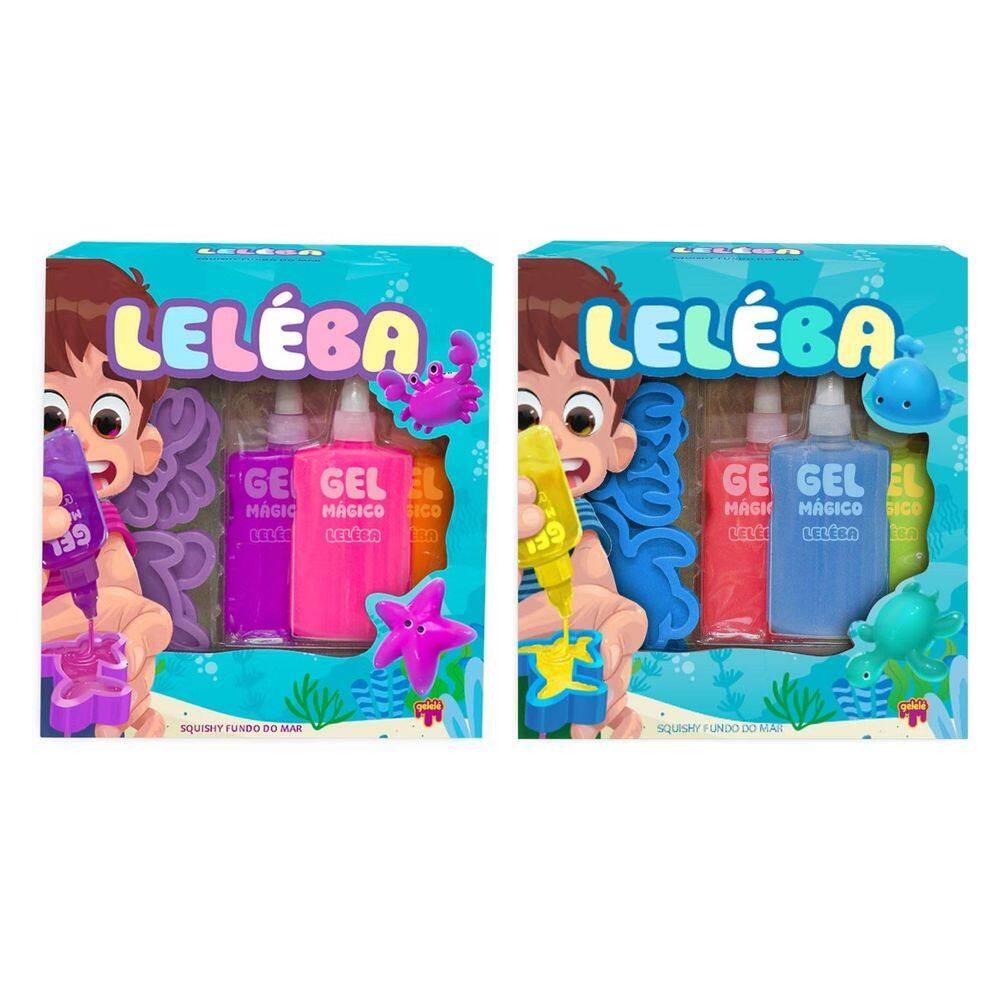 Slime Gelelé Leléba Gel Mágico Fundo Do Mar 2 Kits 22 Peças