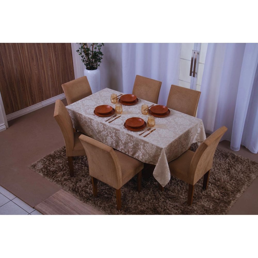 Toalha De Mesa Retangular 6 Lugares Jacquard 1,35X2,00