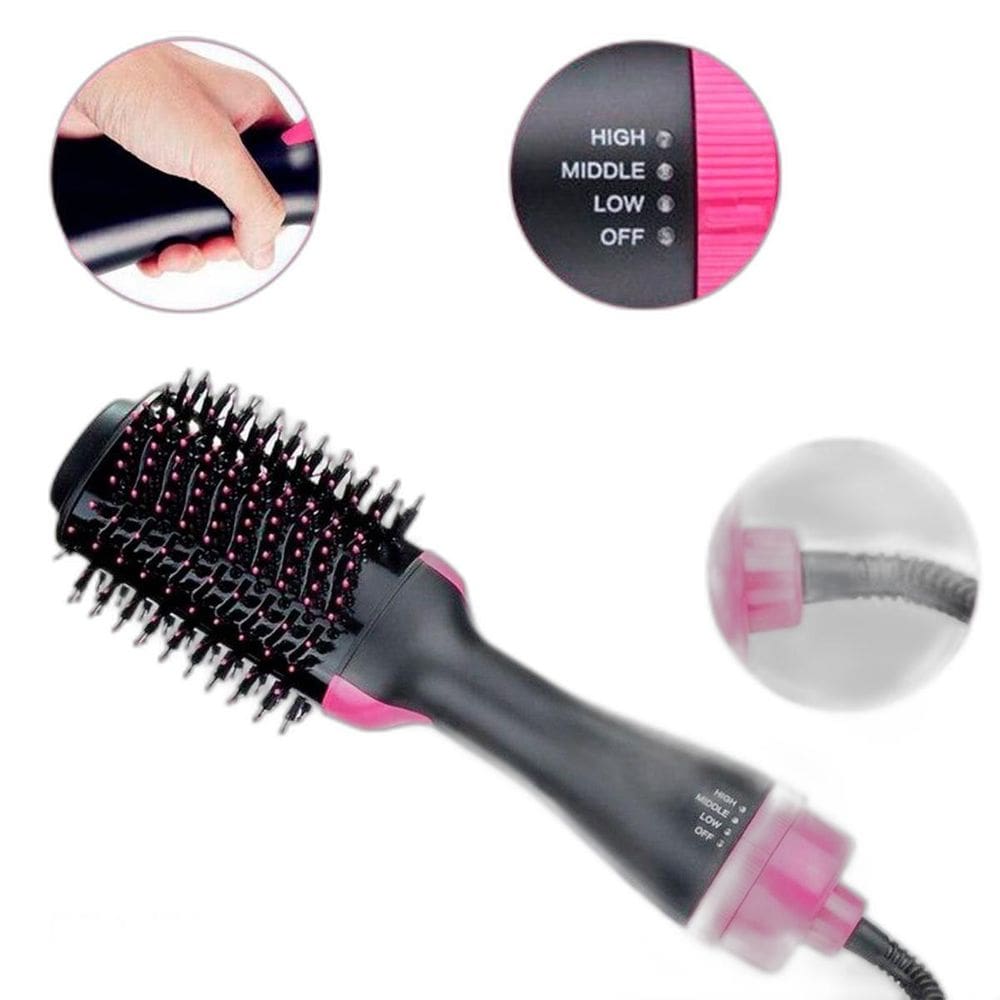 Escova De Cabelo E Secador 2 Em 1 Soft Cor Preto E Rosa