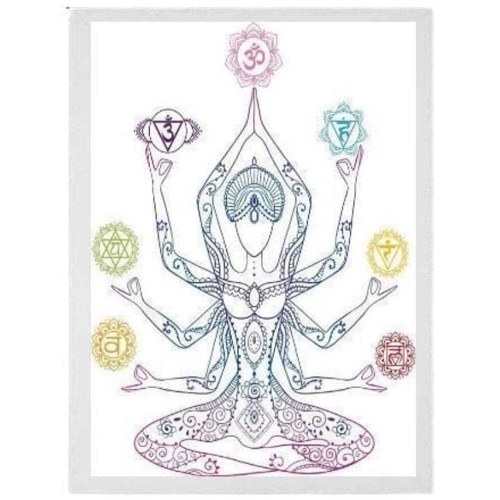 Quadro Decorativo Reiki Símbolos Moldura Branca 24X18Cm